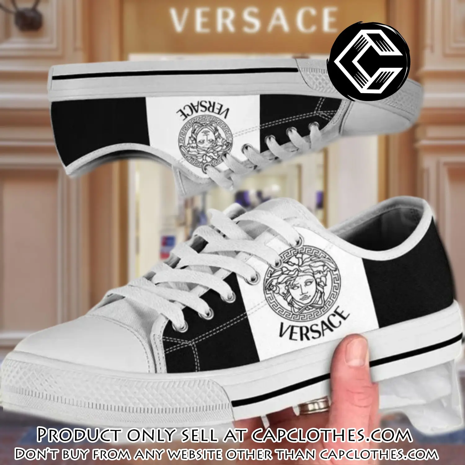 Versace medusa golden white low top canvas shoes luxury brand gifts for men women cc5229041